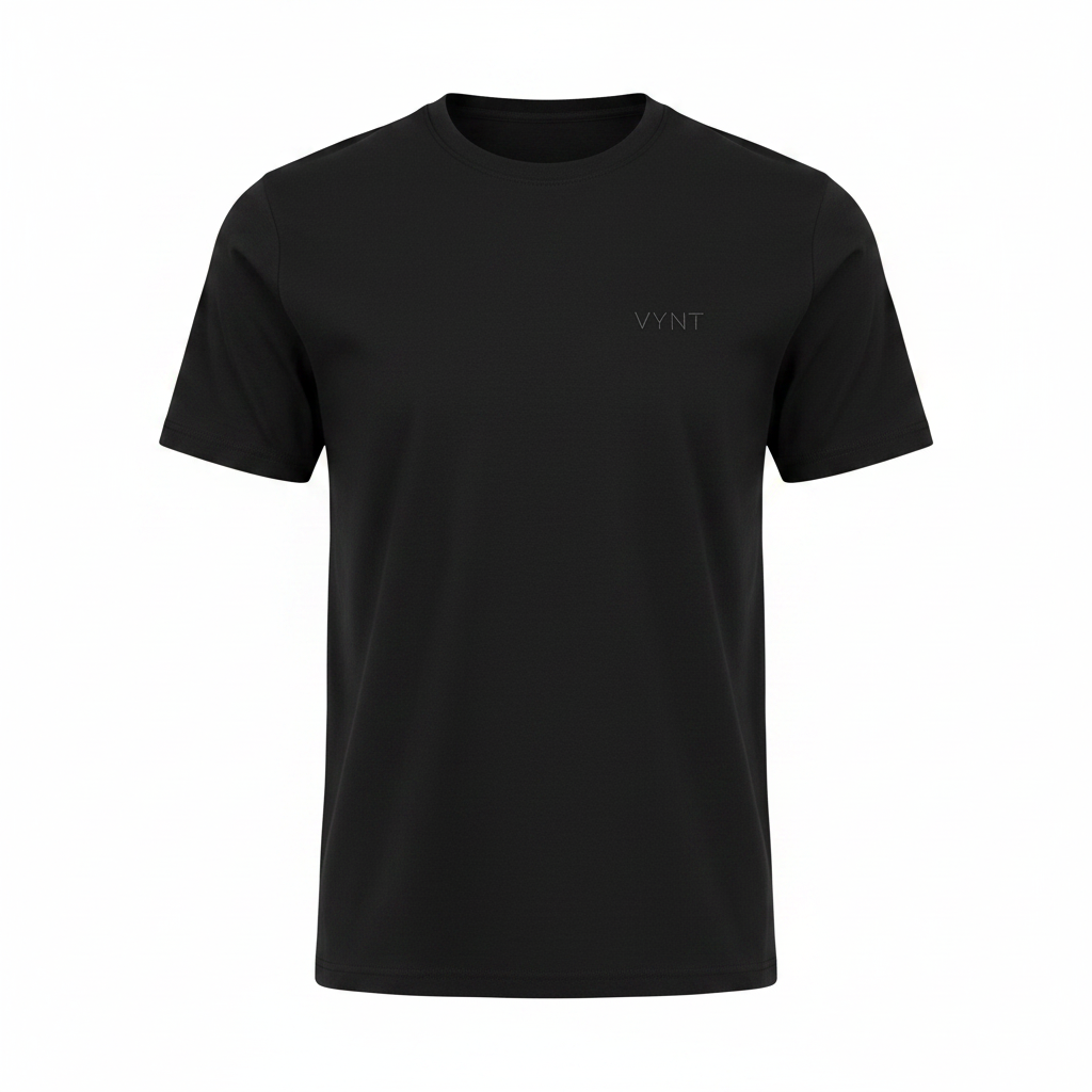 VYNT Built Different T-Shirt flat lay on white background